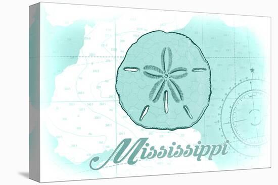 Mississippi - Sand Dollar - Teal - Coastal Icon-Lantern Press-Stretched Canvas