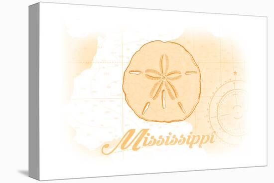 Mississippi - Sand Dollar - Yellow - Coastal Icon-Lantern Press-Stretched Canvas