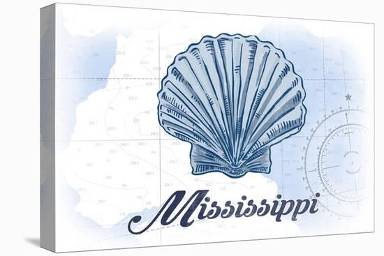 Mississippi - Scallop Shell - Blue - Coastal Icon-Lantern Press-Stretched Canvas