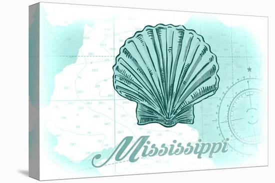 Mississippi - Scallop Shell - Teal - Coastal Icon-Lantern Press-Stretched Canvas