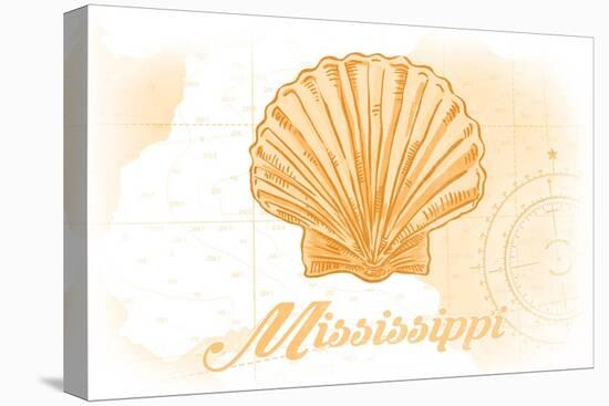 Mississippi - Scallop Shell - Yellow - Coastal Icon-Lantern Press-Stretched Canvas