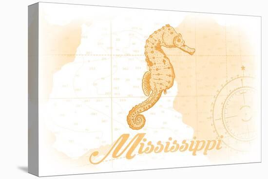 Mississippi - Seahorse - Yellow - Coastal Icon-Lantern Press-Stretched Canvas