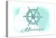 Mississippi - Ship Wheel - Teal - Coastal Icon-Lantern Press-Stretched Canvas