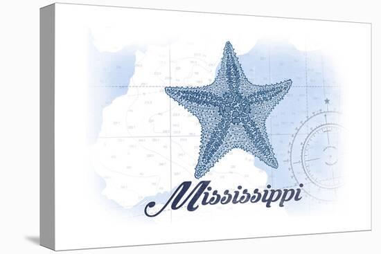 Mississippi - Starfish - Blue - Coastal Icon-Lantern Press-Stretched Canvas