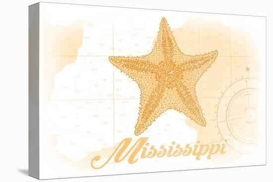 Mississippi - Starfish - Yellow - Coastal Icon-Lantern Press-Stretched Canvas