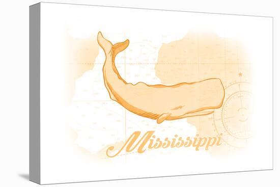 Mississippi - Whale - Yellow - Coastal Icon-Lantern Press-Stretched Canvas