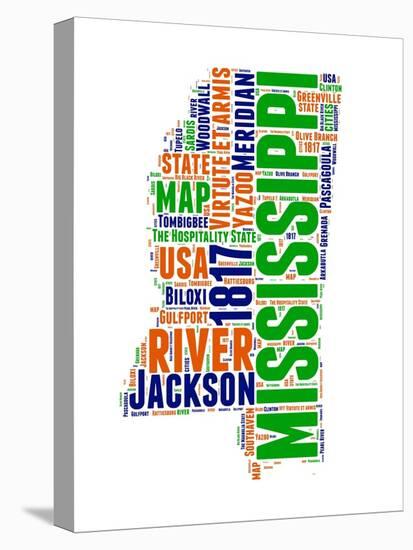 Mississippi Word Cloud Map-NaxArt-Stretched Canvas