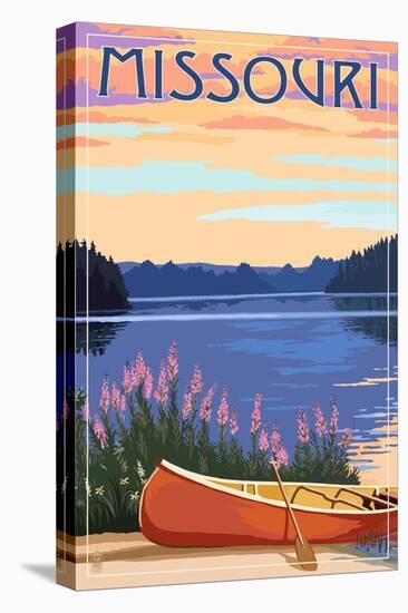 Missouri - Canoe and Lake-Lantern Press-Stretched Canvas