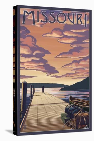 Missouri - Dock Scene and Lake-Lantern Press-Stretched Canvas