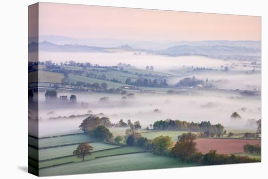 Mist Covered Countryside at Dawn Near Pennorth, Brecon Beacons National Park, Powys, Wales. Spring-Adam Burton-Premier Image Canvas