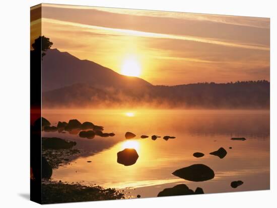 Mist Rising on Derwent Water at Sunrise, Lake District National Park, Cumbria, England, UK-Nigel Blythe-Premier Image Canvas