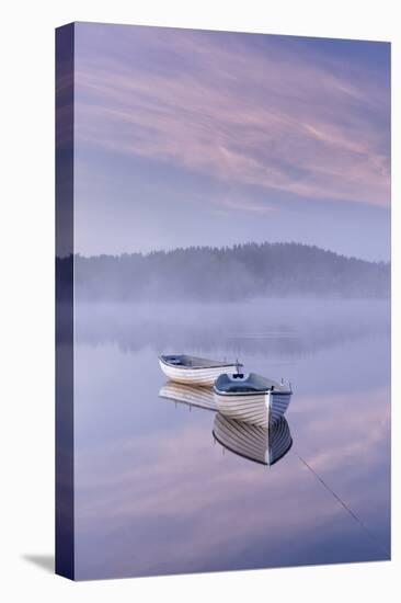 Misty daybreak over Loch Rusky in May, Aberfoyle, The Trossachs, Scotland, United Kingdom, Europe-John Potter-Premier Image Canvas