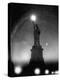 Misty Night Surrounding the Statue of Liberty with Fuzzy Balls of Light from Torch and Lampposts-Andreas Feininger-Premier Image Canvas