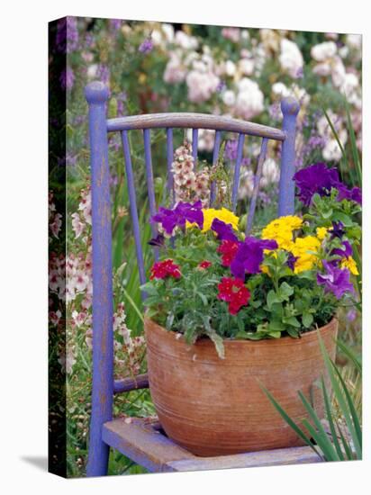 Mixed Flowers and Old Chair, Seattle, Washington, USA-Terry Eggers-Premier Image Canvas