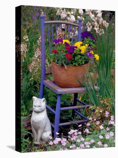 Mixed Flowers and Old Chair, Seattle, Washington, USA-Terry Eggers-Premier Image Canvas