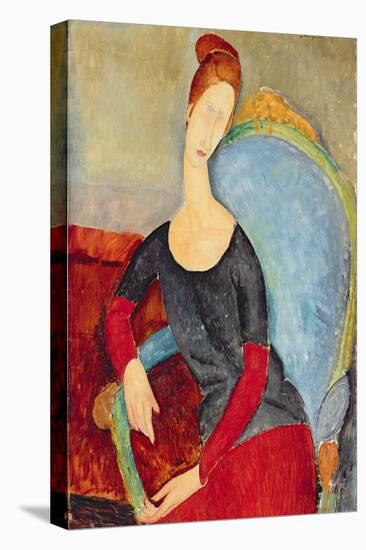 Mme Hebuterne in a Blue Chair, 1918-Amedeo Modigliani-Premier Image Canvas