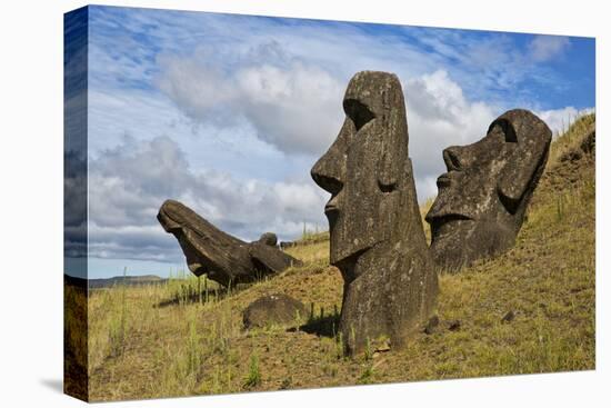 Moai Stone Statue Heads, At The Rapa Nui Quarry, Base Of Rano Raraku Volcano. Easter Island, Chile-Karine Aigner-Premier Image Canvas