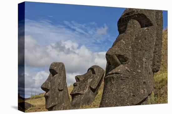 Moai Stone Statue Heads, At The Rapa Nui Quarry, Base Of Rano Raraku Volcano. Easter Island, Chile-Karine Aigner-Premier Image Canvas