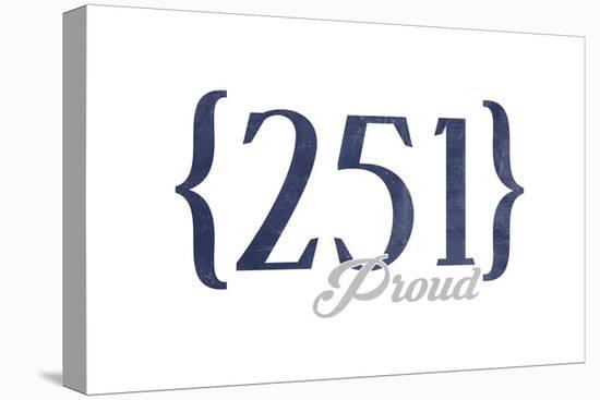 Mobile, Alabama - 251 Area Code (Blue)-Lantern Press-Stretched Canvas