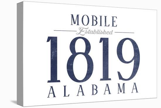 Mobile, Alabama - Established Date (Blue)-Lantern Press-Stretched Canvas