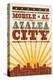 Mobile, Alabama - Skyline and Sunburst Screenprint Style-Lantern Press-Stretched Canvas