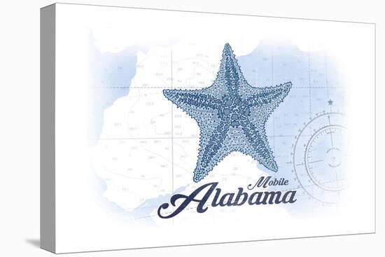 Mobile, Alabama - Starfish - Blue - Coastal Icon-Lantern Press-Stretched Canvas