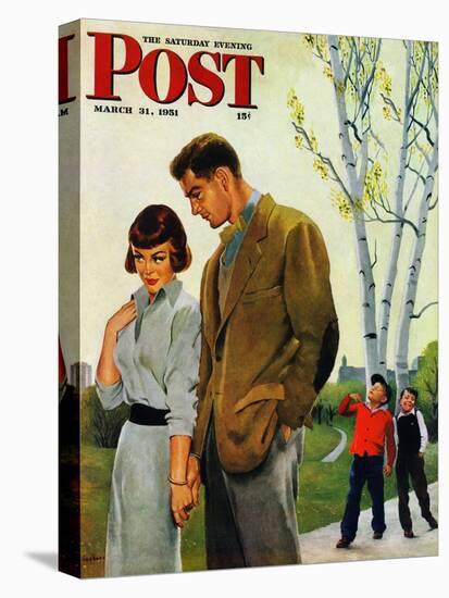 "Mocking Romance" Saturday Evening Post Cover, March 31, 1951-George Hughes-Premier Image Canvas