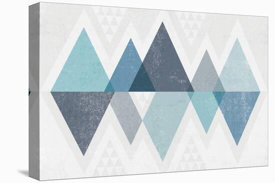 Mod Triangles II Blue-Michael Mullan-Stretched Canvas