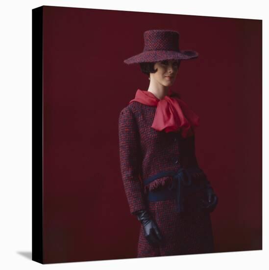 Model Dressed in a Matching Tweed Hat, Jacket, and Skirt by Yves St Laurent, Paris, France, 1962-Paul Schutzer-Premier Image Canvas