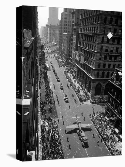 Model of Plane on Float in "New York at War" Independence Day Parade Up Fifth Avenue-Andreas Feininger-Premier Image Canvas