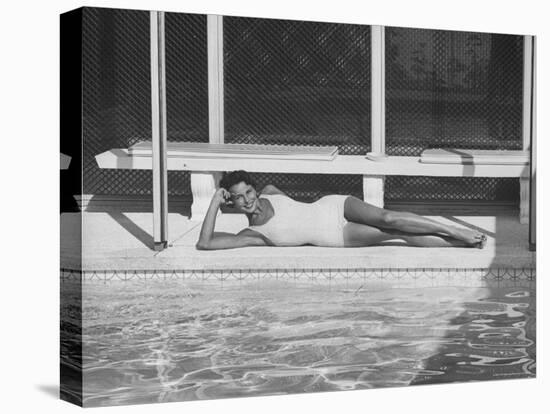 Model Posing Near a Pool-Allan Grant-Premier Image Canvas