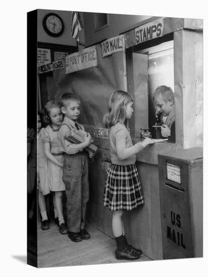 Model Post Office a Teacher Set Up in the Classroom for the Children to Learn About the Mail System-Nina Leen-Premier Image Canvas