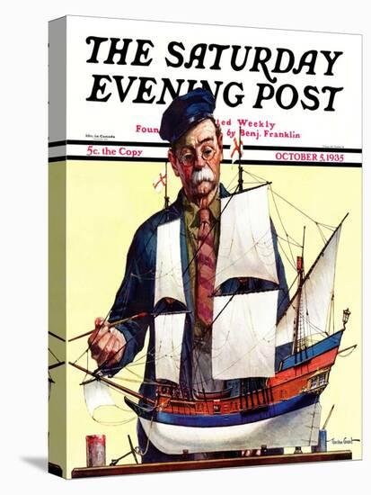 "Model Ship," Saturday Evening Post Cover, October 5, 1935-Gordon Grant-Premier Image Canvas