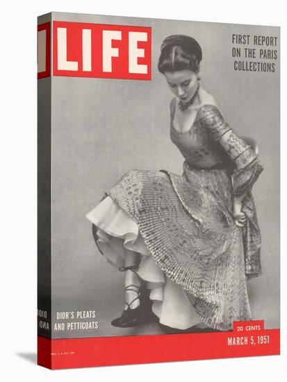 Model Wearing a Pleated Dress by Christian Dior, March 5, 1951-Gordon Parks-Premier Image Canvas