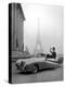 Model Wearing Jacques Fath Ensemble Beside 1947 Model Delahaye Automobile-Tony Linck-Premier Image Canvas