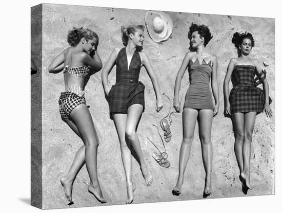 Models Lying on Beach to Display Bathing Suits-Nina Leen-Premier Image Canvas