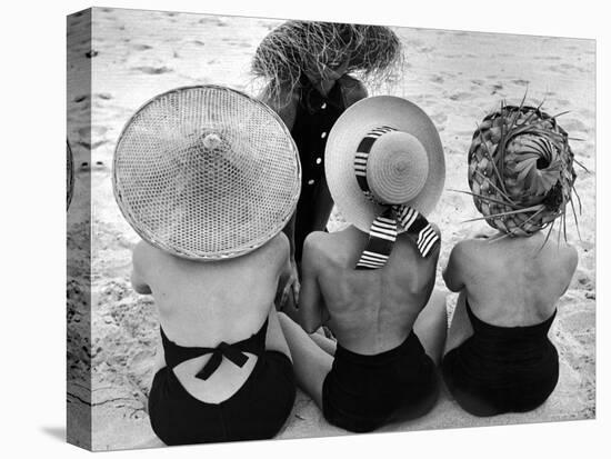 Models on Beach Wearing Different Designs of Straw Hats-Nina Leen-Premier Image Canvas
