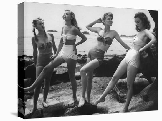 Models Wearing "California" Bathing Suits, with No Shoulder Straps and Minimum Diaper Style Pants-Walter Sanders-Premier Image Canvas