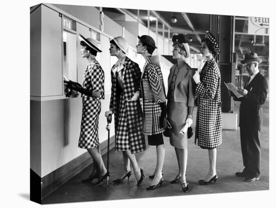 Models Wearing Checked Outfits, Newest Fashion For Sports Wear, at Roosevelt Raceway-Nina Leen-Premier Image Canvas