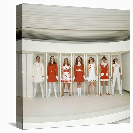 Models Wearing Red and White Ready-To-Wear Fashions Designed by Andre Courreges, 1968-Bill Ray-Premier Image Canvas