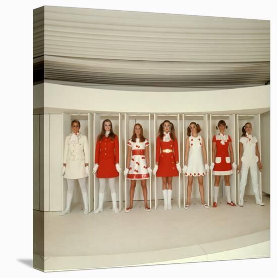 Models Wearing Red and White Ready to Wear Fashions Designed by Andre Courreges-Bill Ray-Premier Image Canvas