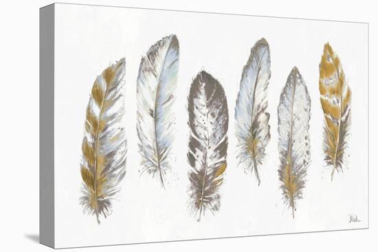 Modern Gold Feathers Panel-Patricia Pinto-Stretched Canvas