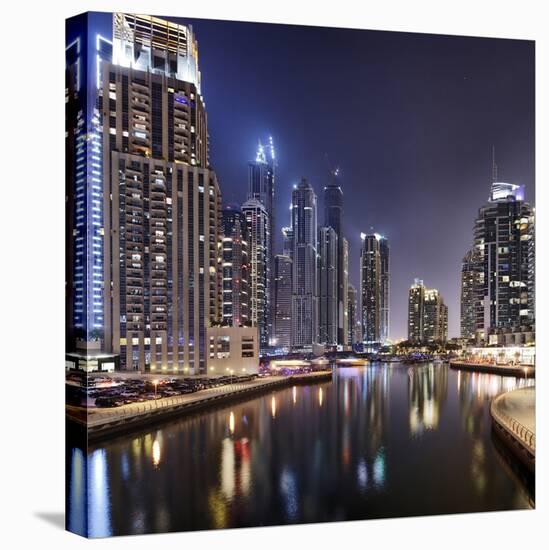 Modern High Rises, Dubai Marina by Night, Dubai, United Arab Emirates, the Middle East-Axel Schmies-Premier Image Canvas