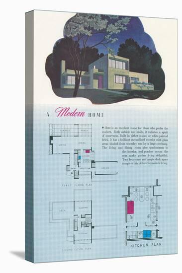 Modern Home and Floor Plan-null-Stretched Canvas