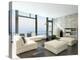 Modern Living Room with Huge Windows and Concrete Stone Wall-PlusONE-Premier Image Canvas