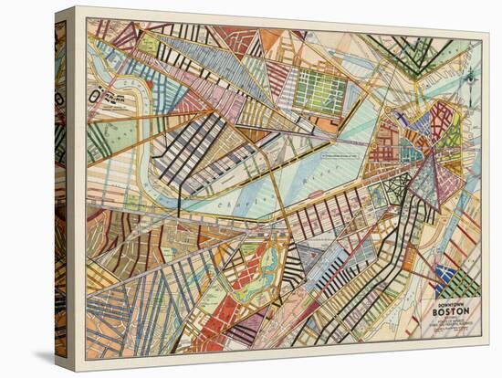 Modern Map of Boston-Nikki Galapon-Stretched Canvas