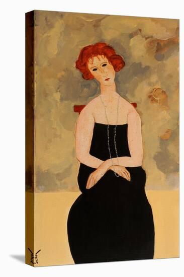 Modigliani Woman with Black Dress and Pearls, 2016-Susan Adams-Premier Image Canvas