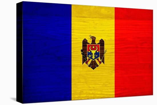 Moldova Flag Design with Wood Patterning - Flags of the World Series-Philippe Hugonnard-Stretched Canvas