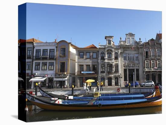 Moliceiro Boats Docked by Art Nouveau Style Buildings Along the Central Canal, Aveiro, Beira Litora-Stuart Forster-Premier Image Canvas