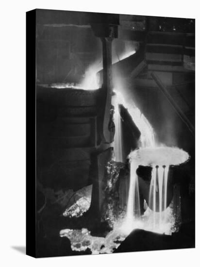 Molten Steel Cascading in Otis Steel Mill in Historic "Pouring the Heat" Photo-Margaret Bourke-White-Premier Image Canvas